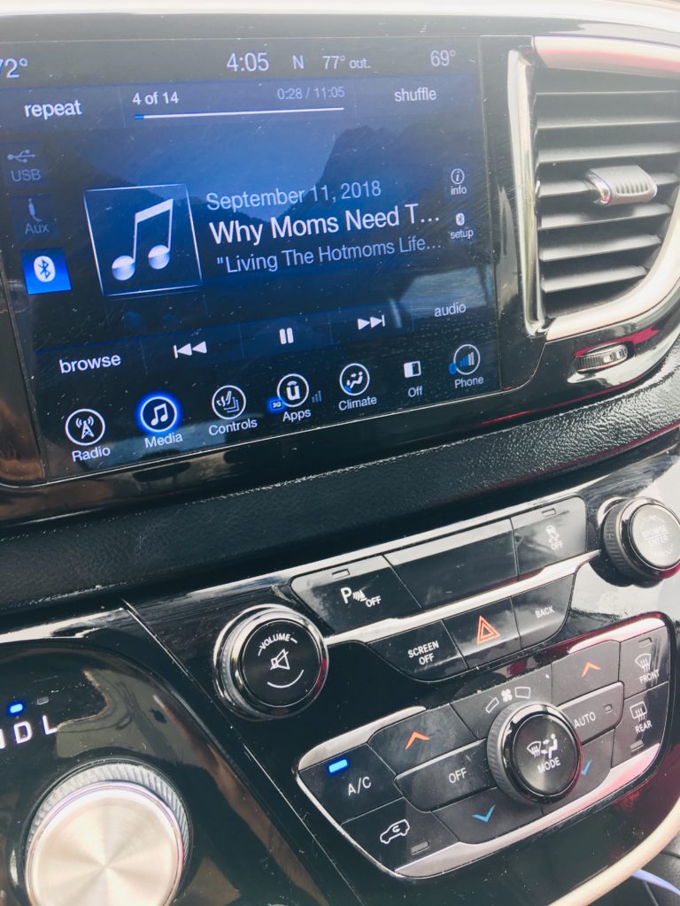Podcast on a car radio